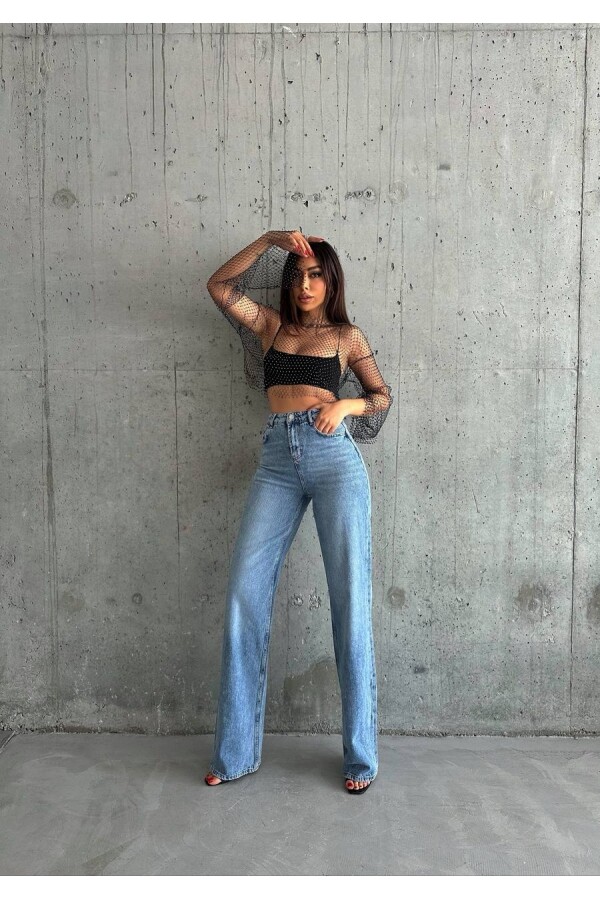 W1496 Straight Fit Orta Mavi Jean