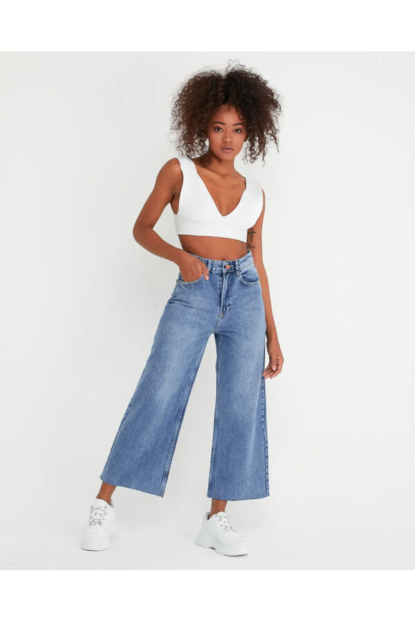 W1550 YÜKSEK BEL KISA PAÇA JEAN