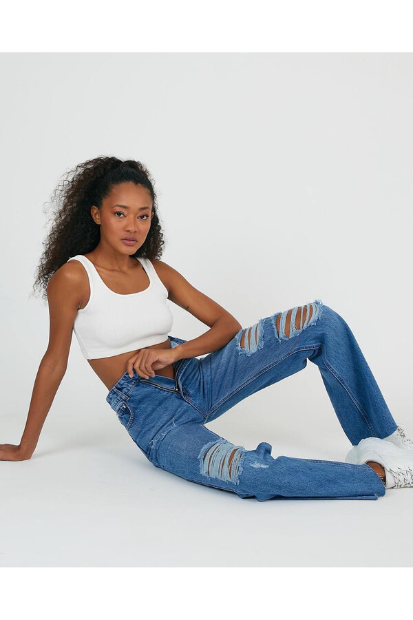 W1562 RIPPED WIDE LEG JEAN 
