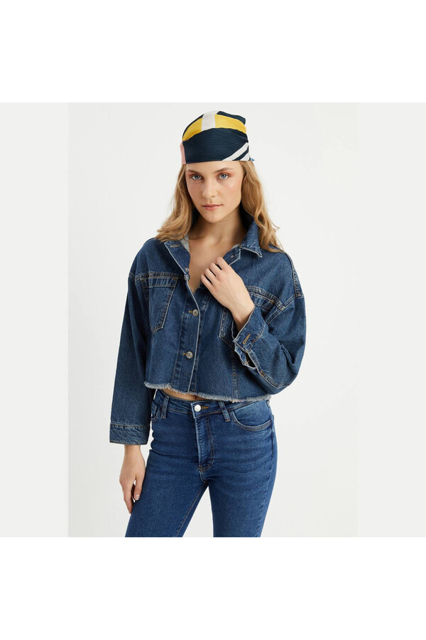 W1645 PÜSKÜLLÜ SIRT DETAYLI CROPPED KOT CEKET