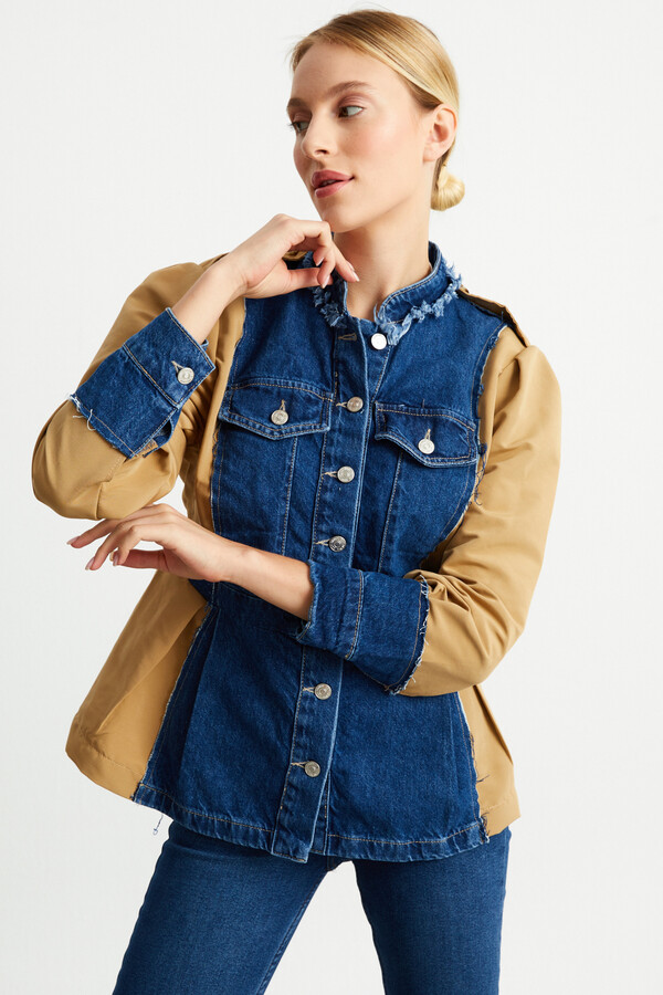 W1651 TRENÇ DETAYLI KOT CEKET 