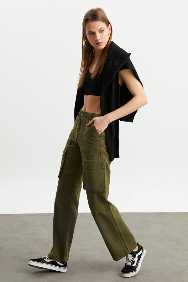 W1667 HAKİ KARGO PANTOLON  