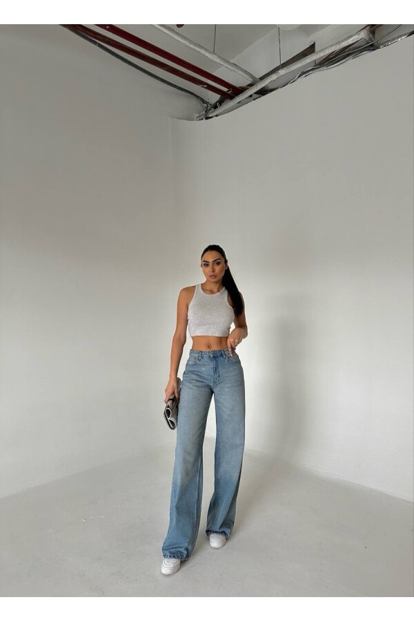 W1783 Baggy  Palazzo Tintli Orta Mavi Jean