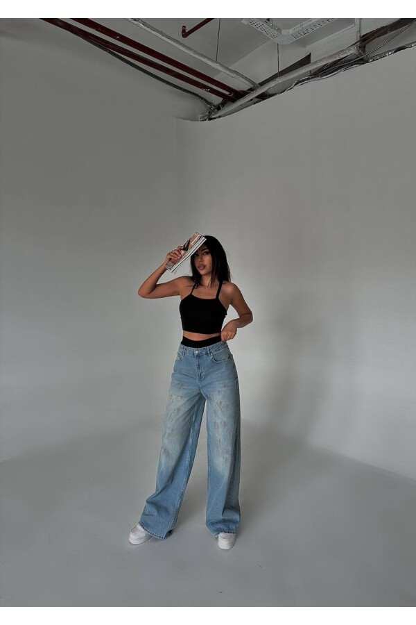 W1850 Kadın Baggy Loose Açık Mavi Jean 