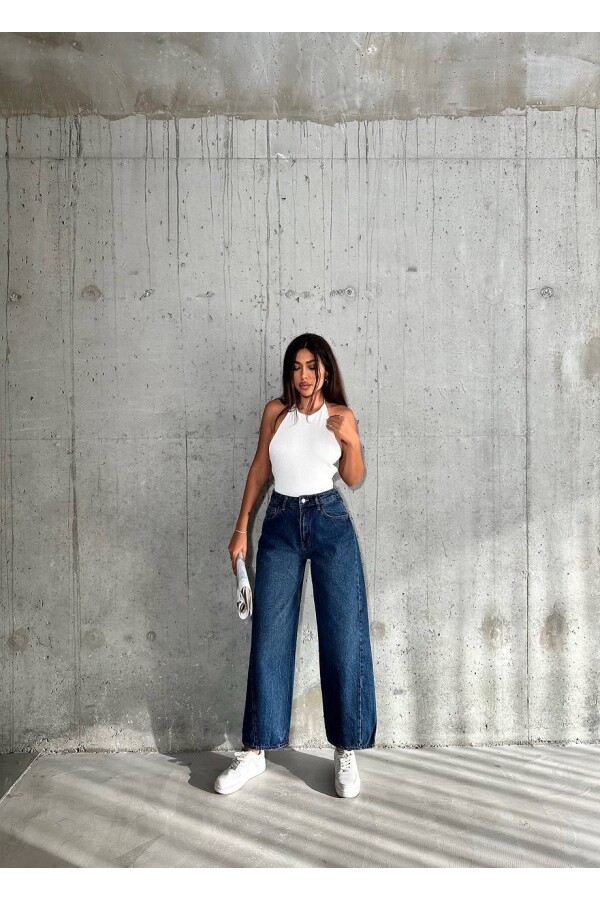 W1917 Yüksek Bel Orta Mavi Jean 