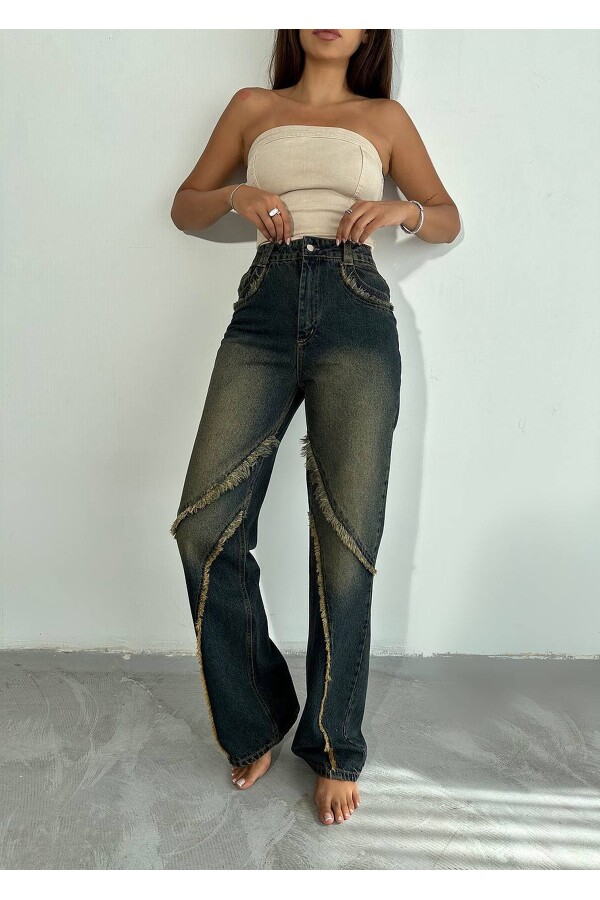 W1919 Püsküllü Covboy Straight Orta Kahve Tintli  Jean