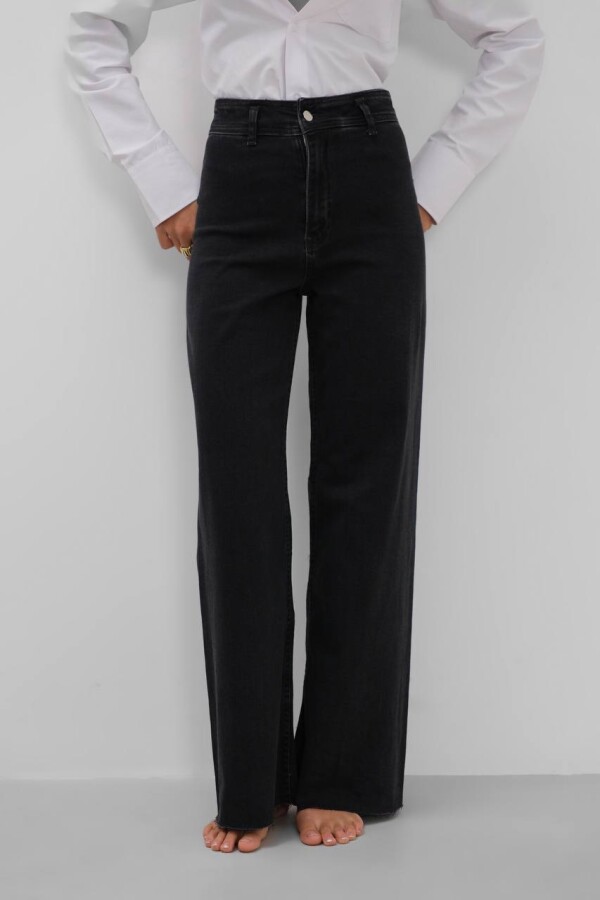 W1992 Marine Likralı Yüksek Bel Siyah Wide Leg Jean