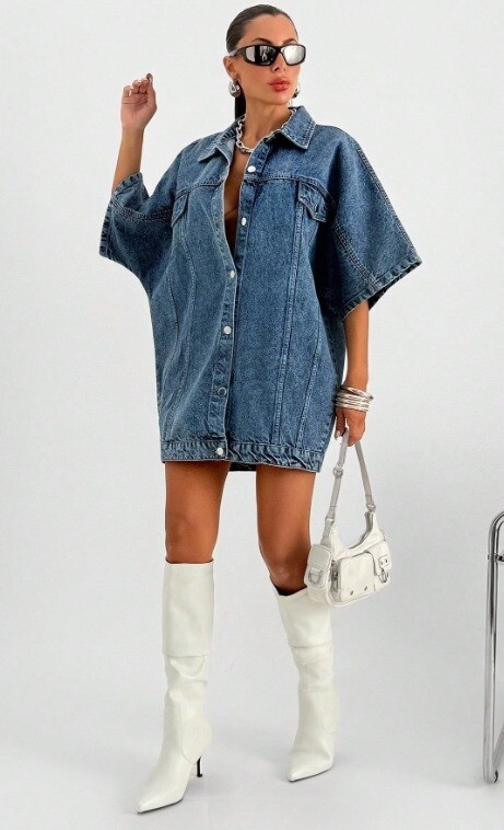 Bayan Oversize Denim Ceket Elbise