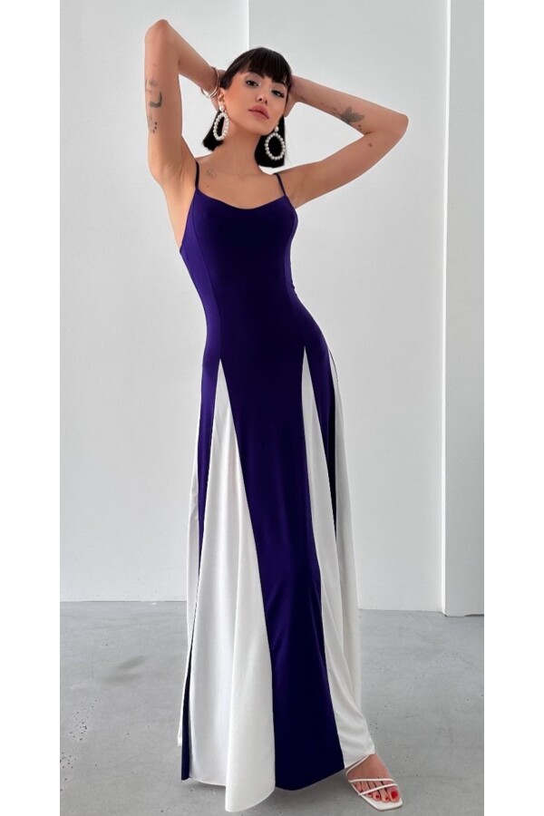 Kadın İnce Askılı Bordo-Beyaz Parçalı