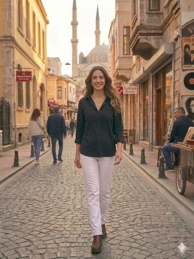 Kadın Siyah Rahat Kesim Keten Gömlek