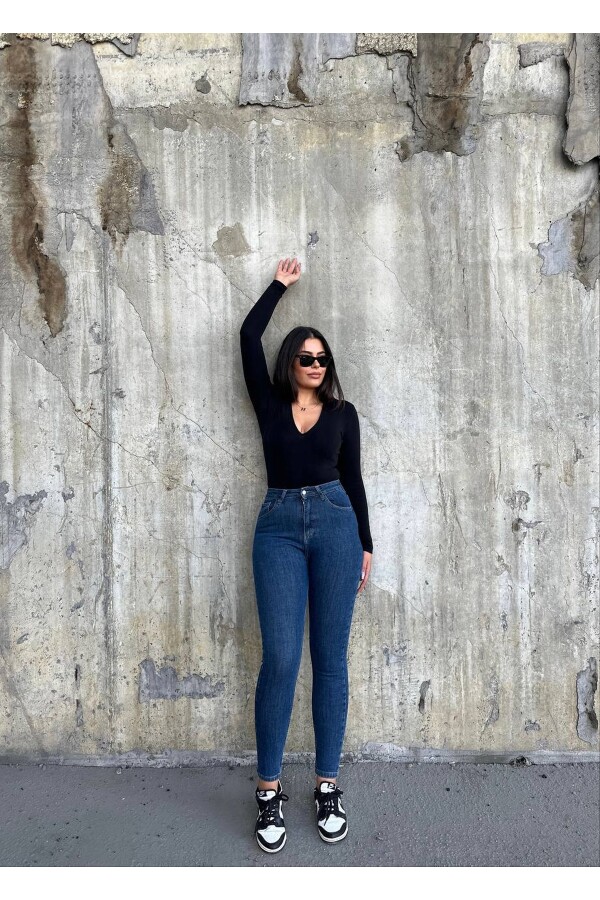 Kadın Yüksek Bel Toparlayıcı Skinny Fit Likralı Kot Pantolon