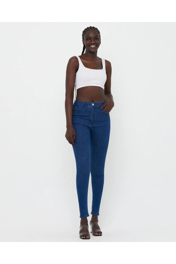 Kadın Yüksek Bel Toparlayıcı Skinny Fit Likralı Kot Pantolon
