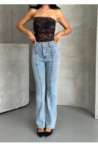 Bayan Geniş Paça Kot Pantolon