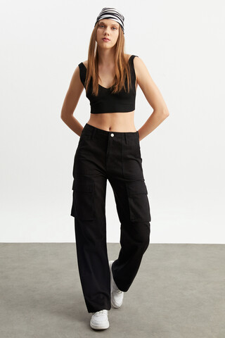 W1667 SİYAH KARGO PANTOLON  