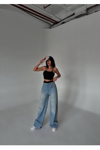 W1850 Kadın Baggy Loose Açık Mavi Jean 