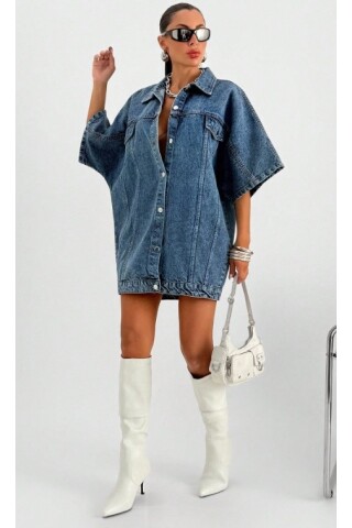 Bayan Oversize Denim Ceket Elbise
