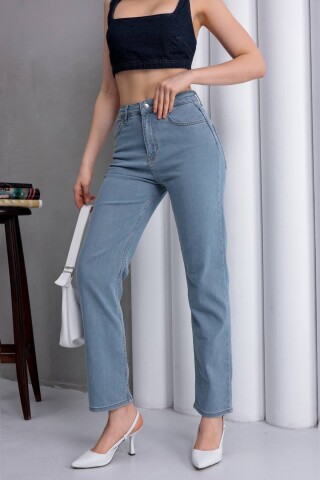 Kadın Açık Mavi Yüksek Bel Jean Pantolon