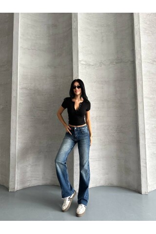 Yeni Sezon Mavi Tintli Baggy Kesim Kot Pantolon