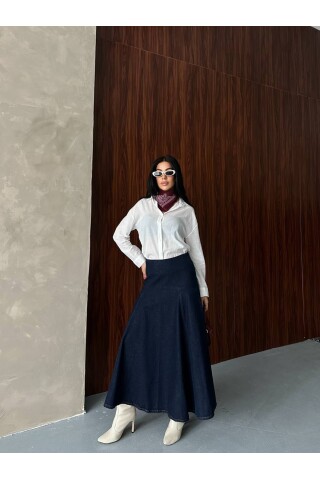 Yeni Sezon Uzun Lacivert Kot Etek