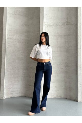 Yeni Sezon Yüksek Bel Geniş Paça Kot Pantolon