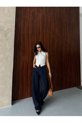 Yeni Sezon Yüksek Bel Geniş Paça Kot Pantolon